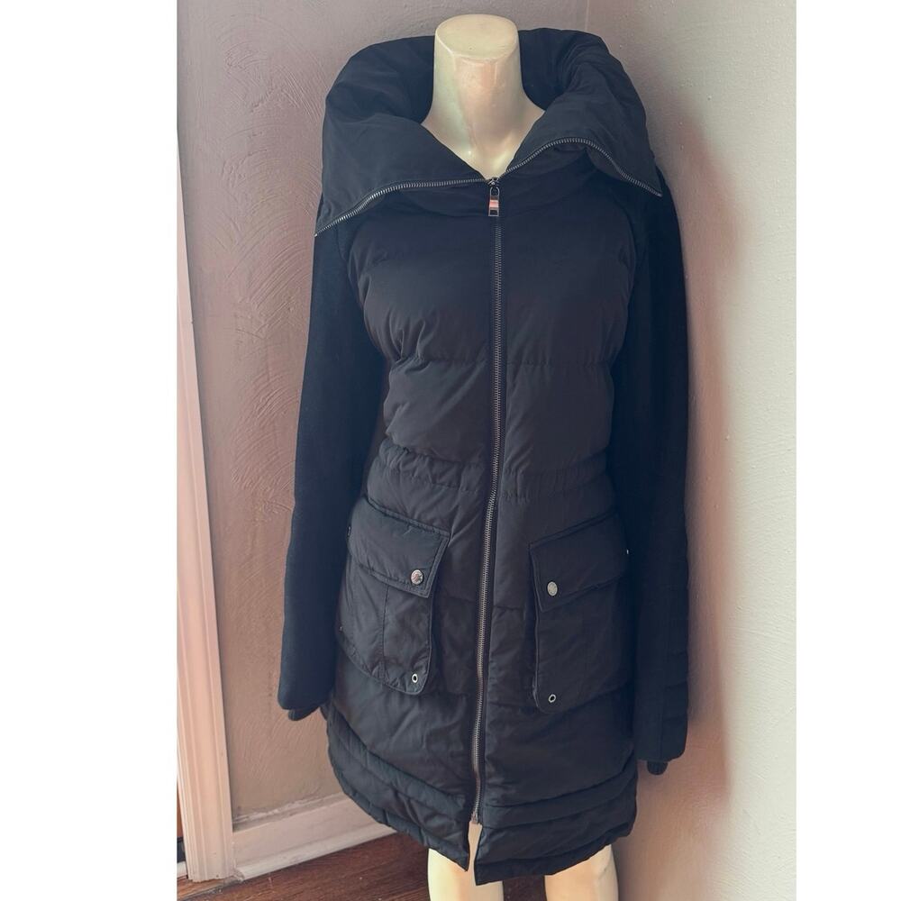 Ashley B Down Fish Tail Mixed-Media Parka, size small